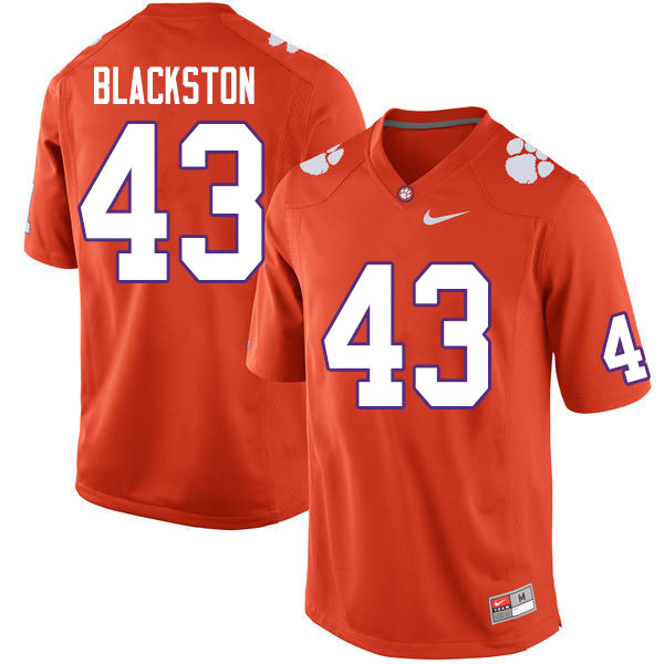 Men #43 Will Blackston Clemson Tigers College Football Jerseys Sale-Orange - Click Image to Close